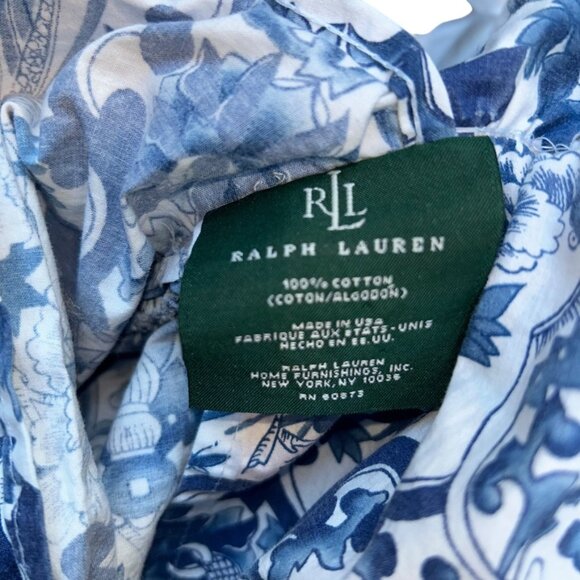 Ralph Lauren Porcelain blue white DUVET 2 Ruffle Queen Sham pillow covers set 3 - Picture 7 of 10